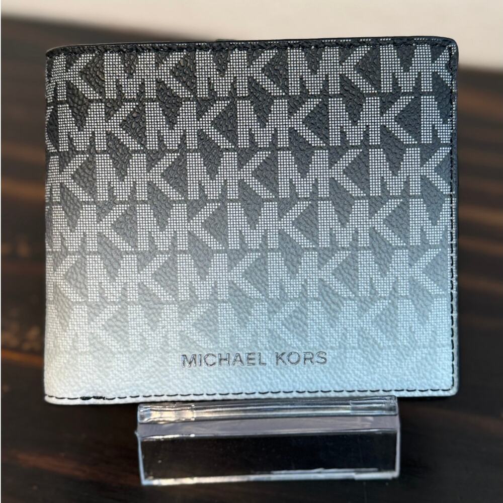 Michael Kors Cooper‎ Black to White Ombre Logo Bi-Fold Wallet
